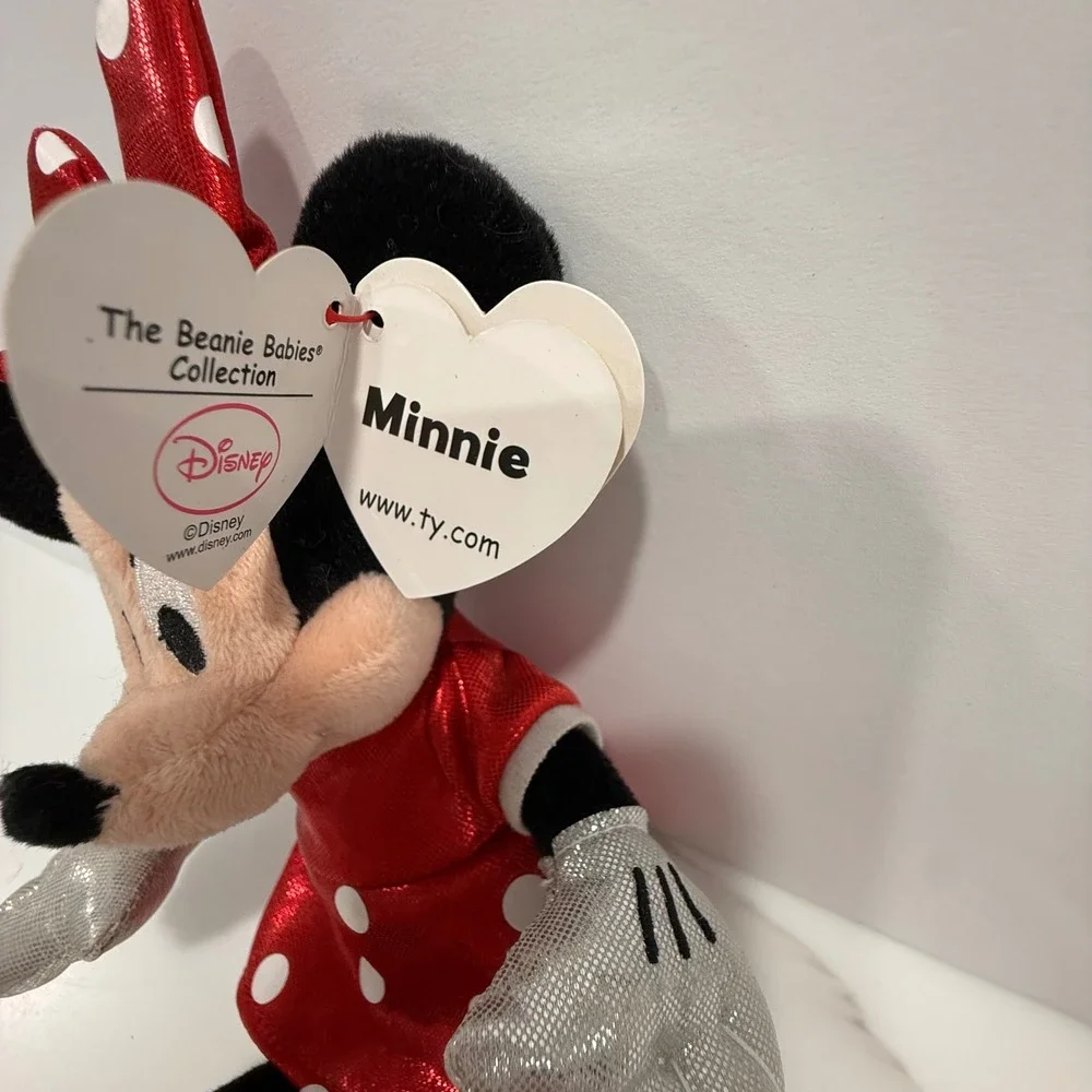 TY Beanie Babies 2014‎ Minnie Mouse Sparkle Collectible Red Polka Dot Plush 6